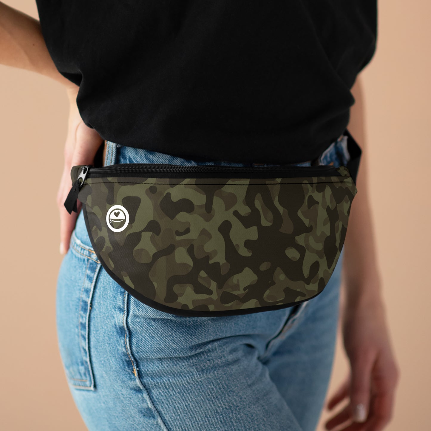 Oh Deer Me! - The Allsack - Orders ship within three (3) Business Days of order Personalization is free of charge Includes credit card holders Black lining with inside divider and zipper pocket on the back Adjustable waist band 100% Polyester One size One-sided print Assembled in the USA from globally sourced parts