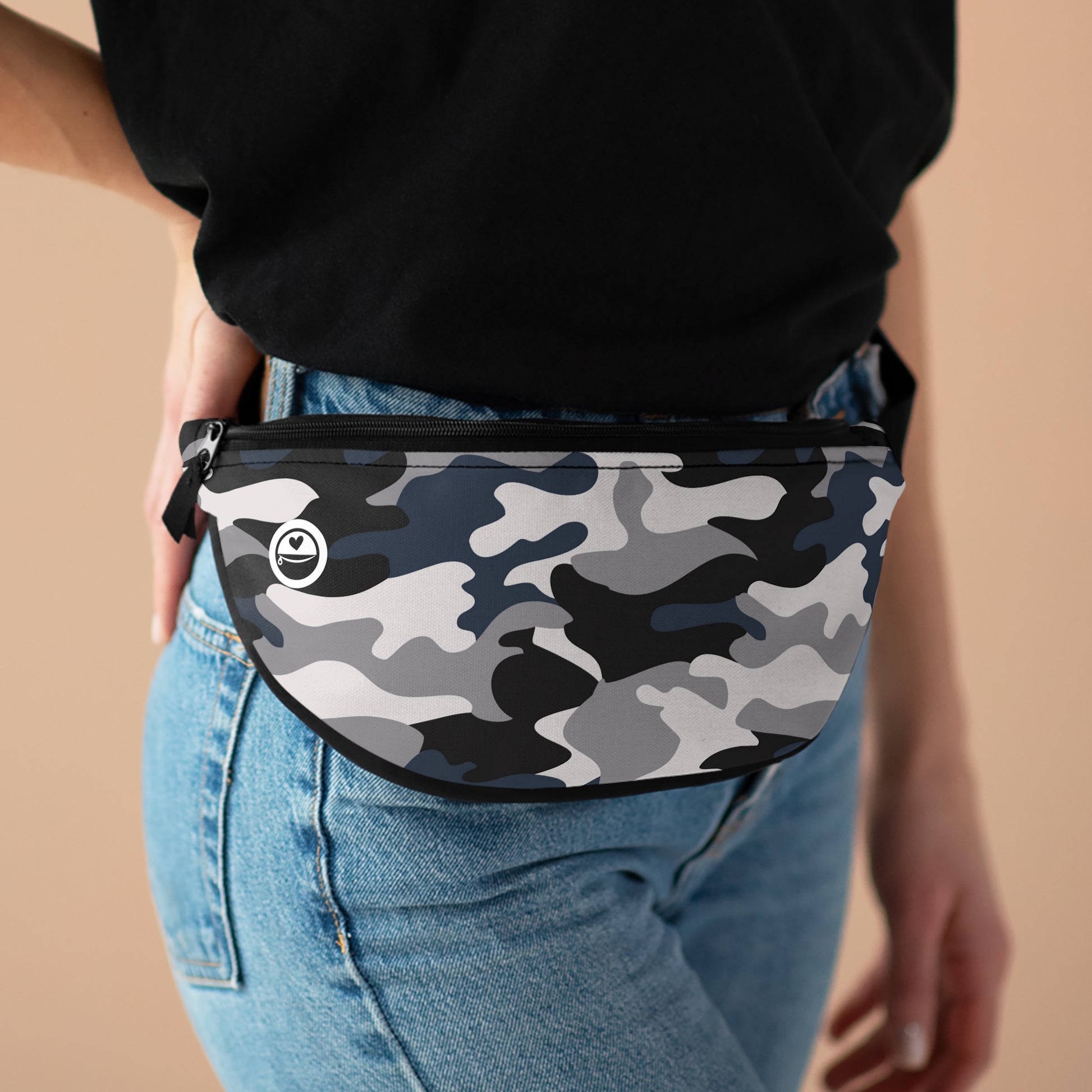 Doe-Nuts Pouch - The Allsack -  Orders ship within three (3) Business Days of order Personalization is free of charge Includes credit card holders Black lining with inside divider and zipper pocket on the back Adjustable waist band 100% Polyester One size One-sided print Assembled in the USA from globally sourced parts